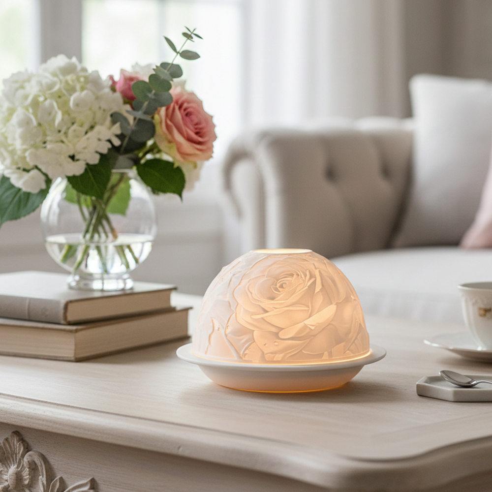 Lighting Decor Living Room - Элегантный розовый фарфоровый подсвечник, теплый светящийся