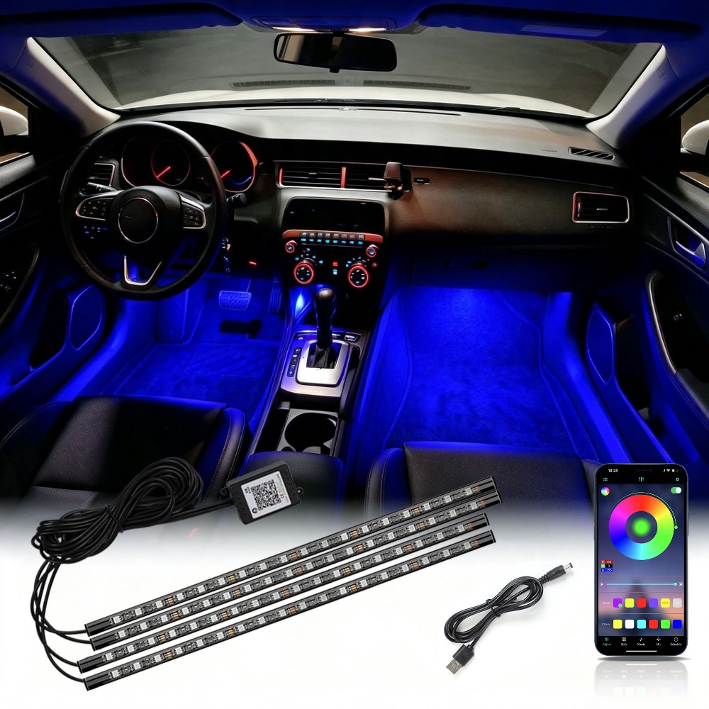 Touch Dimmer Lamp - Многорежимная RGB-подсветка для салона автомобиля, 72
