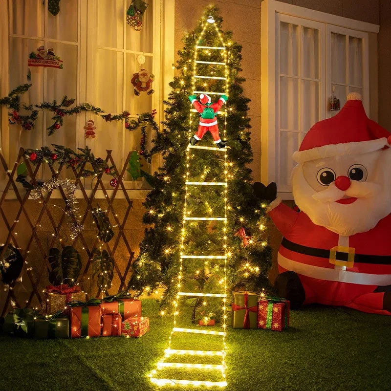 String Light Outdoor - Светодиодные рождественские гирлянды-лестницы с Дедом Морозом