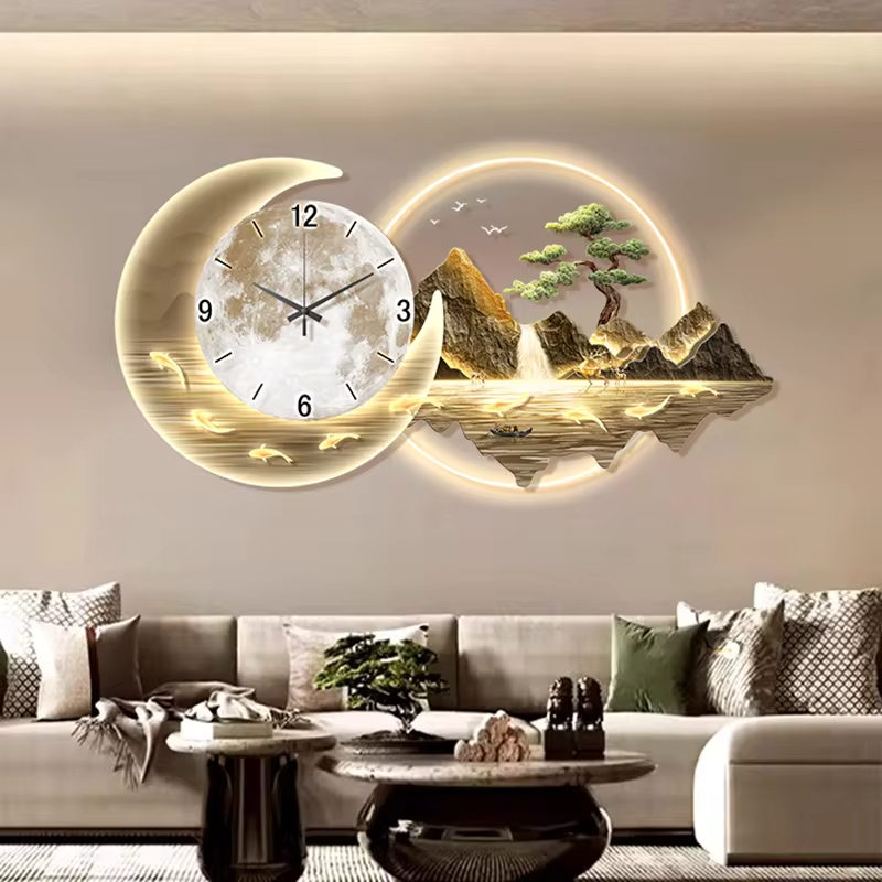 Модные Роскошные Настенные час – обзор и цена Lighting Home Decor Wall Clocks